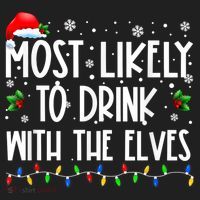 Most Likely To Drink With The Elves Elf Drinking Christmas Golf Towel thumb 3