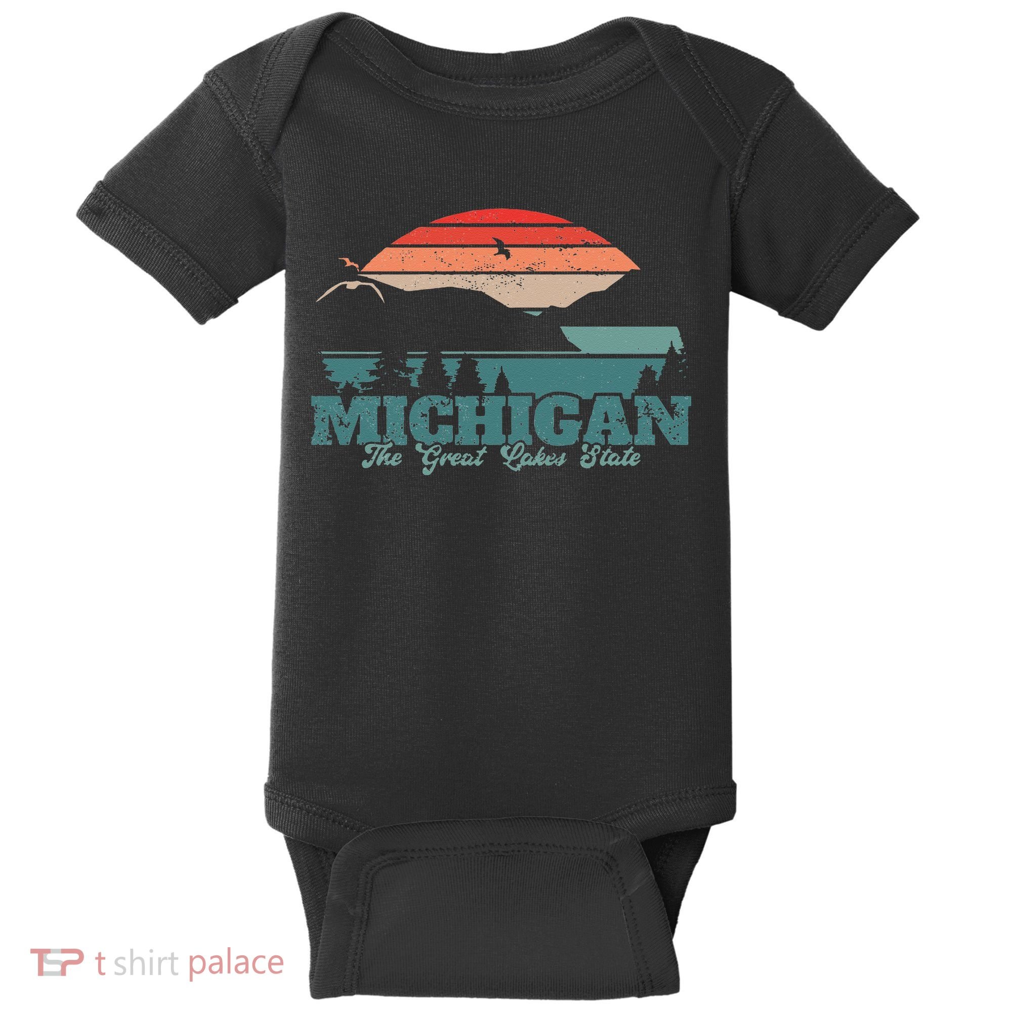 Michigan Lake The Great Lakes State Proud Michigander Baby Bodysuit