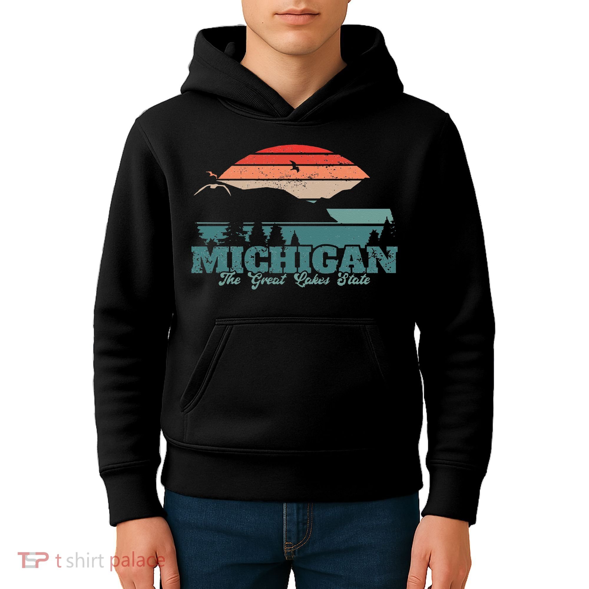 Michigan Lake The Great Lakes State Proud Michigander Kids Hoodie
