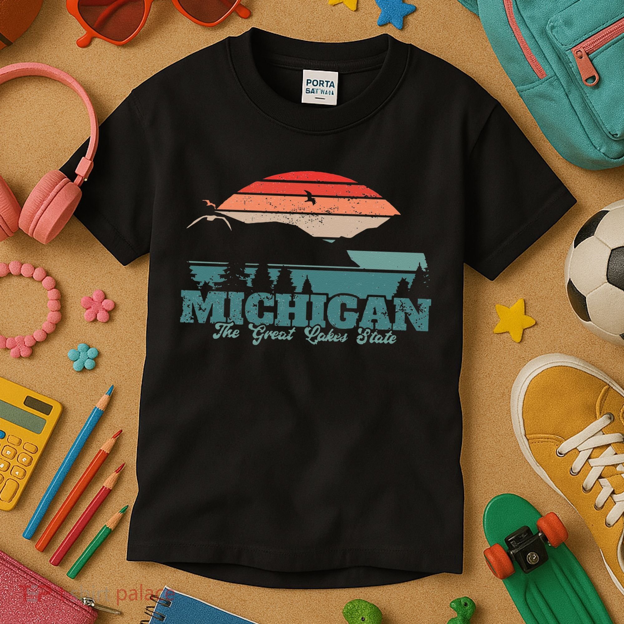 Michigan Lake The Great Lakes State Proud Michigander Kids T-Shirt