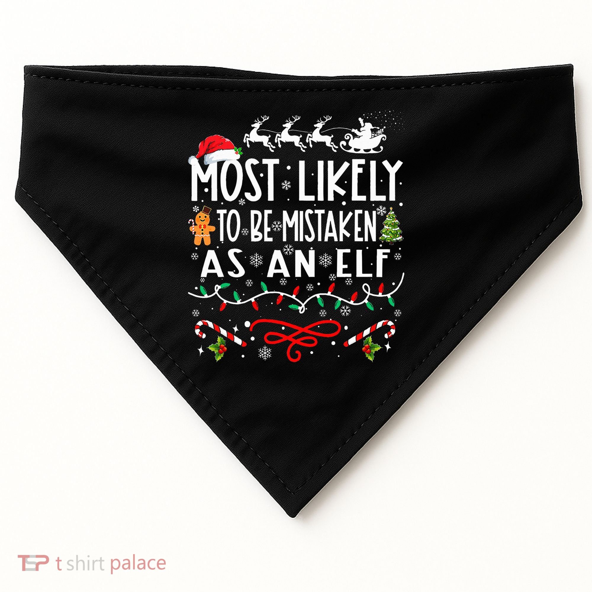 Most Likely To Be Mistaken As An Elf Family Christmas  USA-Made Doggie Bandana