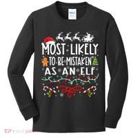 Most Likely To Be Mistaken As An Elf Family Christmas  Kids Long Sleeve Shirt thumb 0