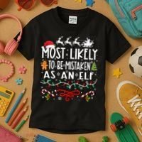 Most Likely To Be Mistaken As An Elf Family Christmas  Kids T-Shirt thumb 3
