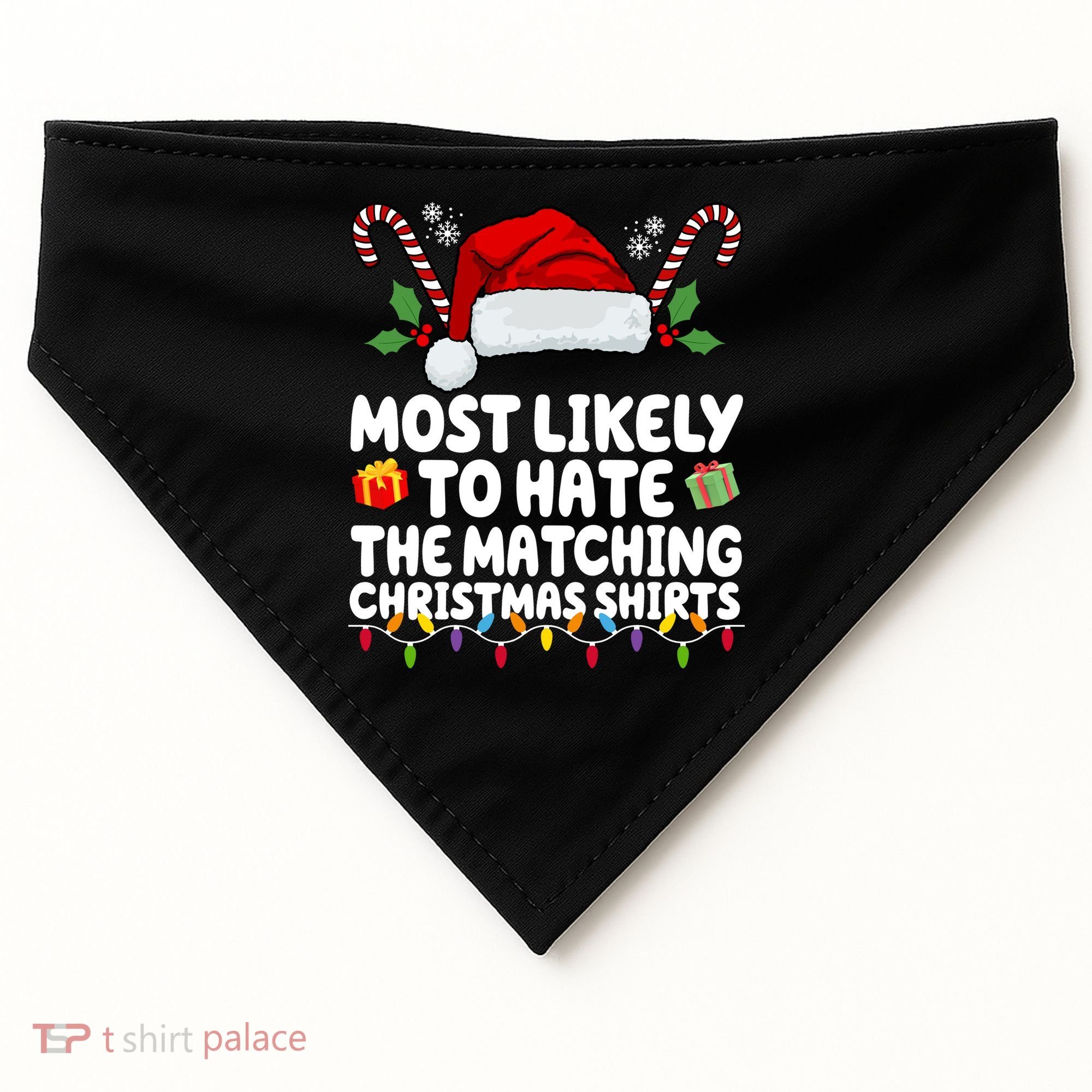 Most Likely To Hat The Matching Christmas Shirts USA-Made Doggie Bandana