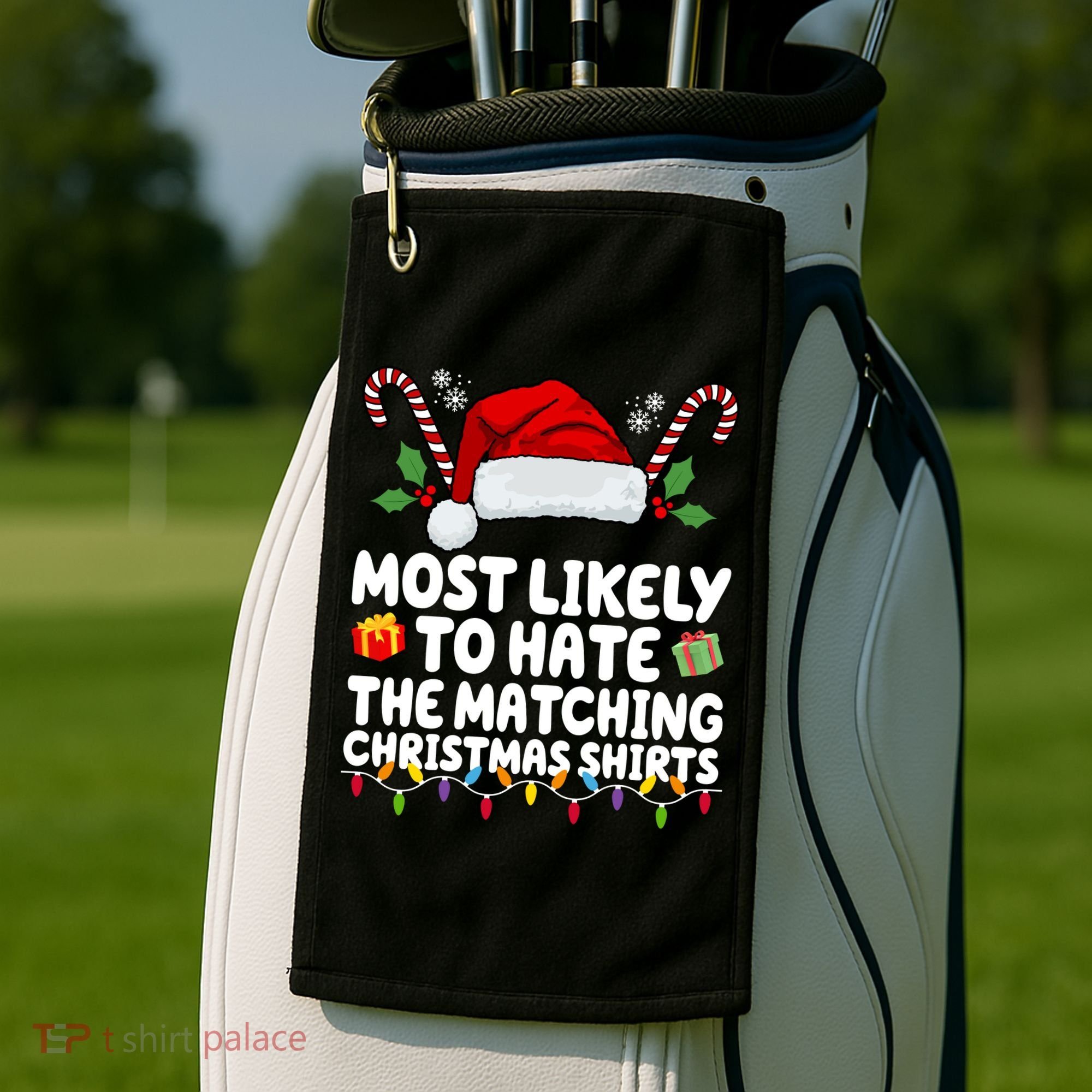 Most Likely To Hat The Matching Christmas Shirts Golf Towel