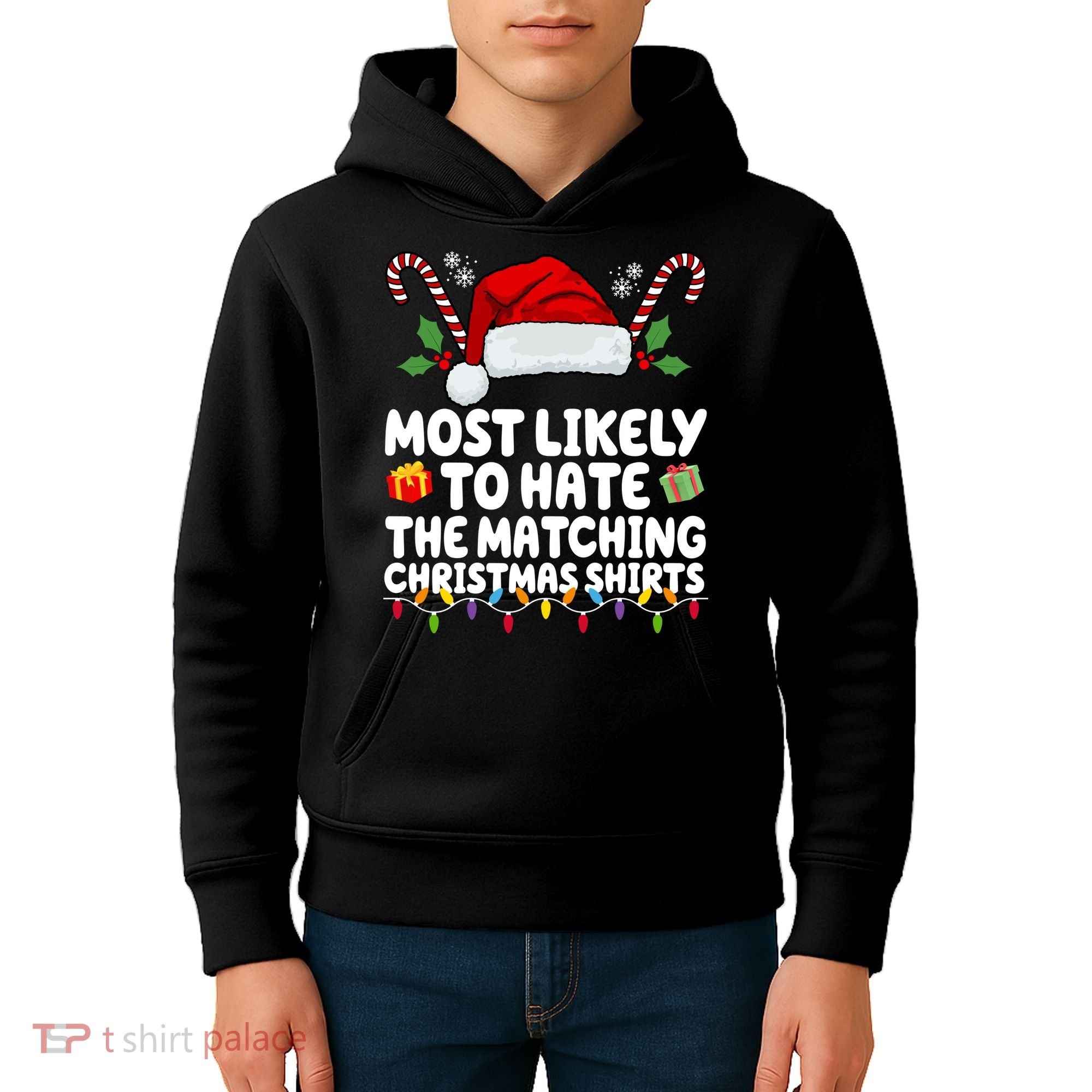 Most Likely To Hat The Matching Christmas Shirts Kids Hoodie
