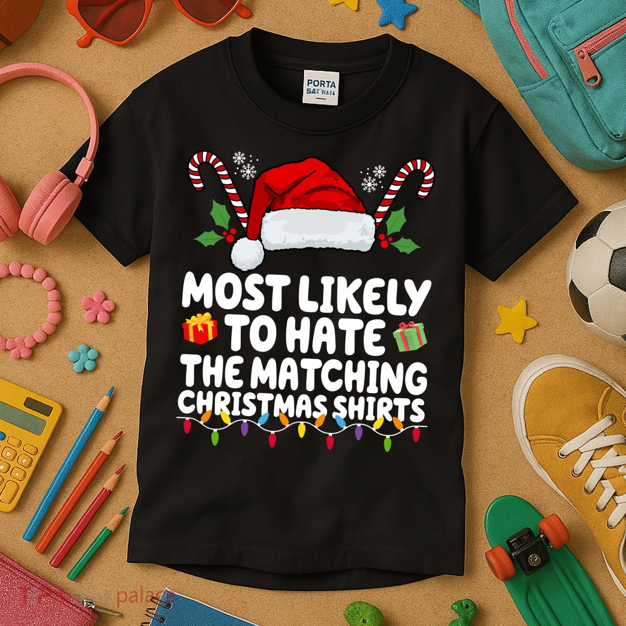 Most Likely To Hat The Matching Christmas Shirts Kids T-Shirt