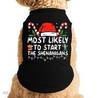 Most Likely To Start The Shenanigans Christmas Family Doggie Tank thumb 0