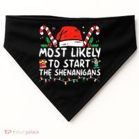Most Likely To Start The Shenanigans Christmas Family USA-Made Doggie Bandana thumb 0