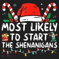 Most Likely To Start The Shenanigans Christmas Family Beanie thumb 2