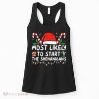Most Likely To Start The Shenanigans Christmas Family Women's Tank Top thumb 0