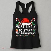 Most Likely To Start The Shenanigans Christmas Family Women's Tank Top thumb 3