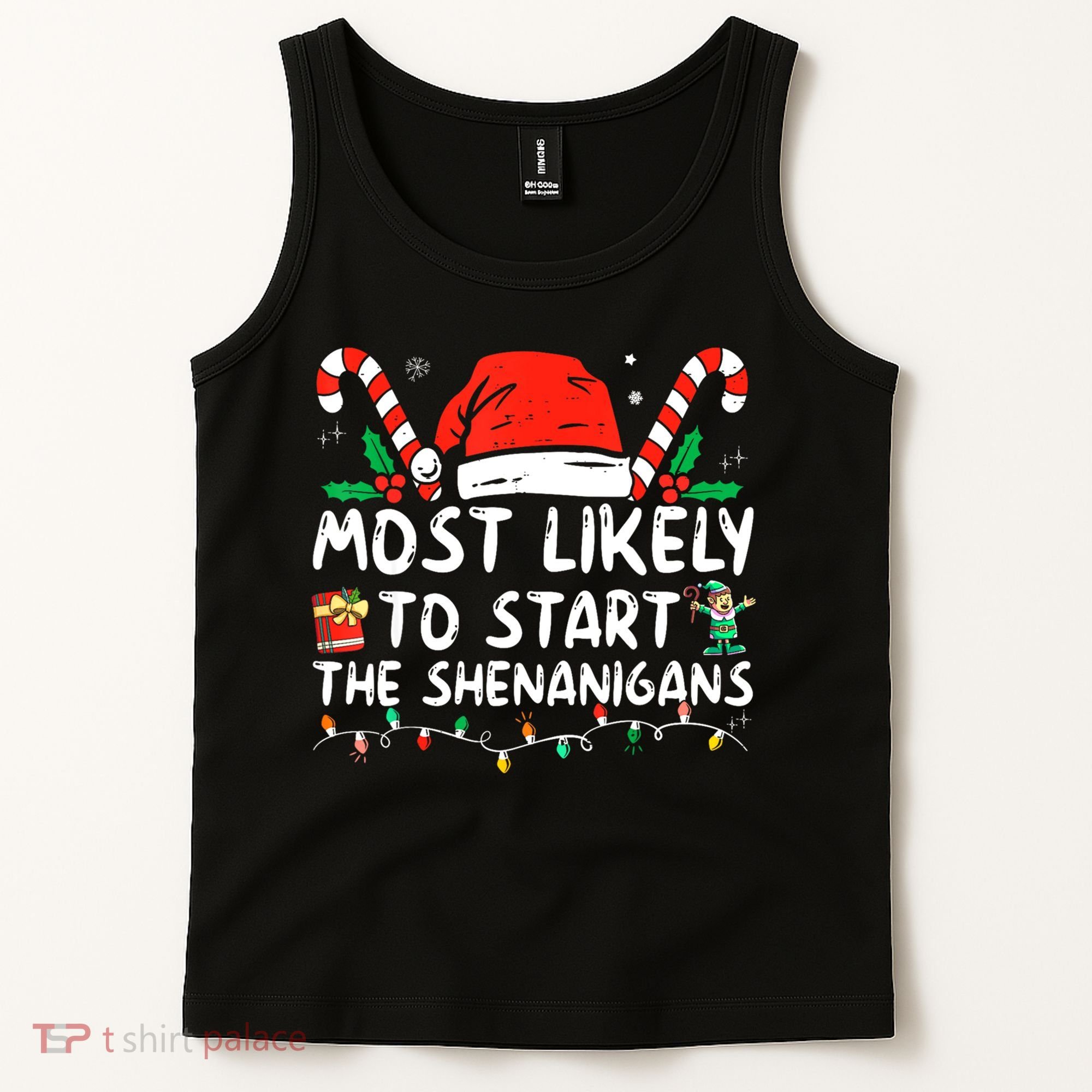 Most Likely To Start The Shenanigans Christmas Family Tank Top