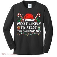 Most Likely To Start The Shenanigans Christmas Family Kids Long Sleeve Shirt thumb 0