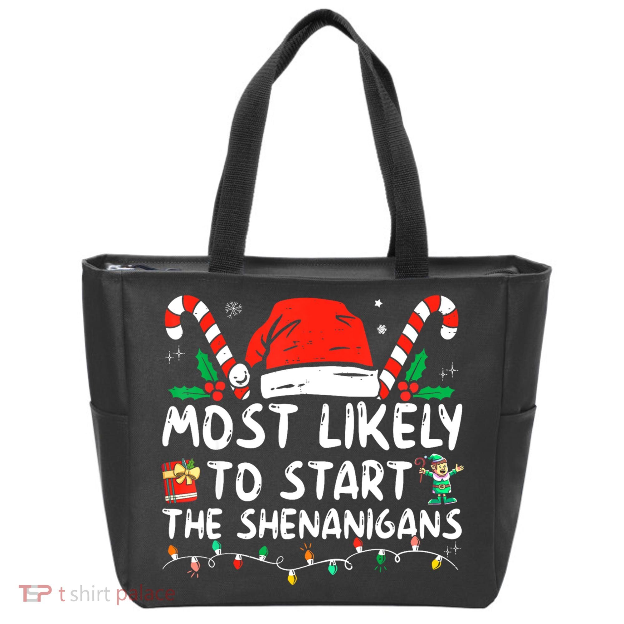 Most Likely To Start The Shenanigans Christmas Family Tote Bag