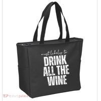 Most Likely To Drink All The Wine Funny Gift Tote Bag thumb 2