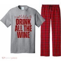 Most Likely To Drink All The Wine Funny Gift Pajama Set thumb 0