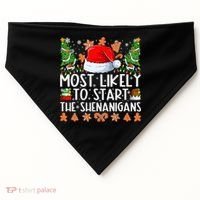 Most Likely To Start The Shenanigans Family Christmas USA-Made Doggie Bandana thumb 0