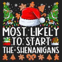 Most Likely To Start The Shenanigans Family Christmas Beanie thumb 2