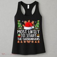 Most Likely To Start The Shenanigans Family Christmas Women's Tank Top thumb 3