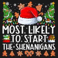 Most Likely To Start The Shenanigans Family Christmas Baby Bodysuit thumb 2