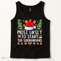 Most Likely To Start The Shenanigans Family Christmas Tank Top thumb 2
