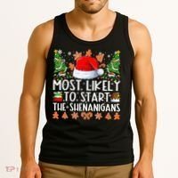 Most Likely To Start The Shenanigans Family Christmas Tank Top thumb 3