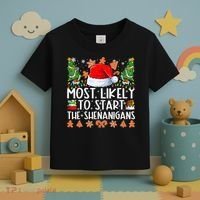 Most Likely To Start The Shenanigans Family Christmas Toddler T-Shirt thumb 3