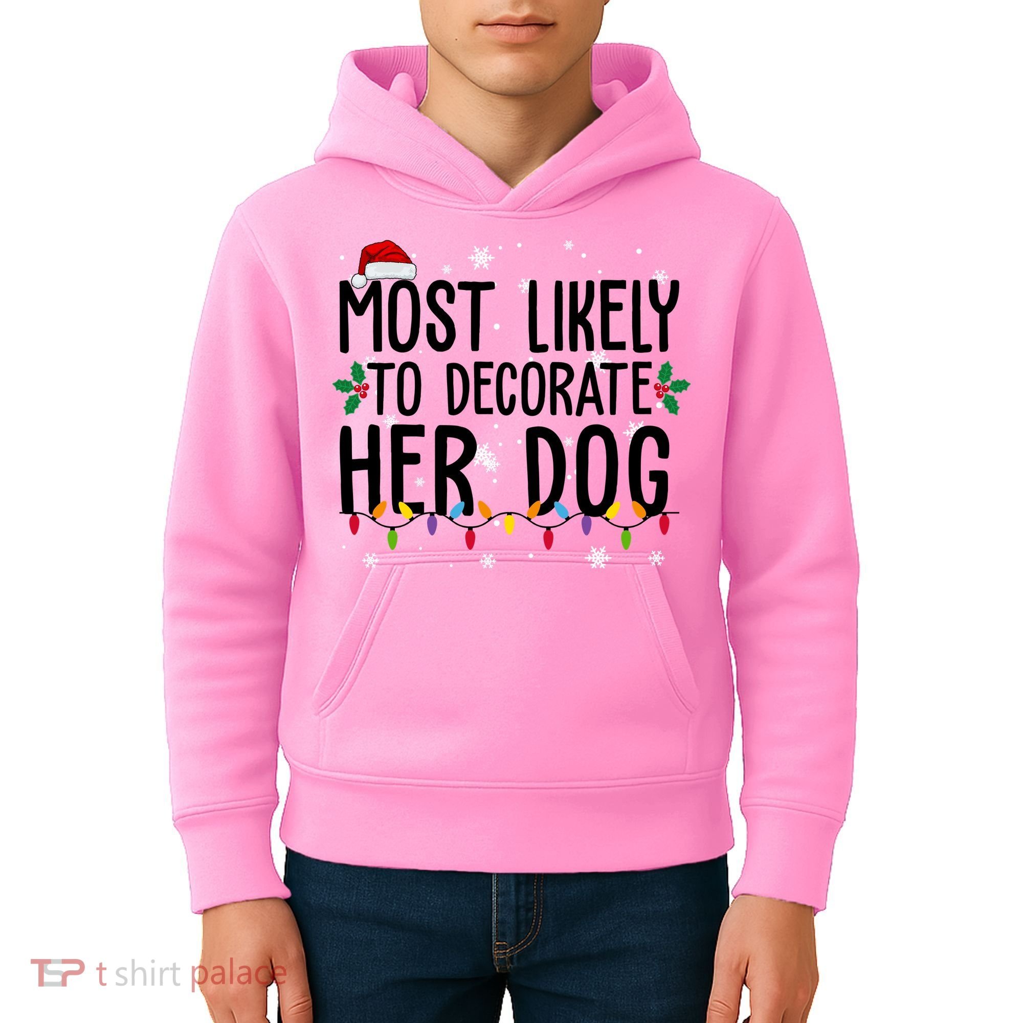 Most Likely To Decorate Her Dog Funny Christmas Kids Hoodie