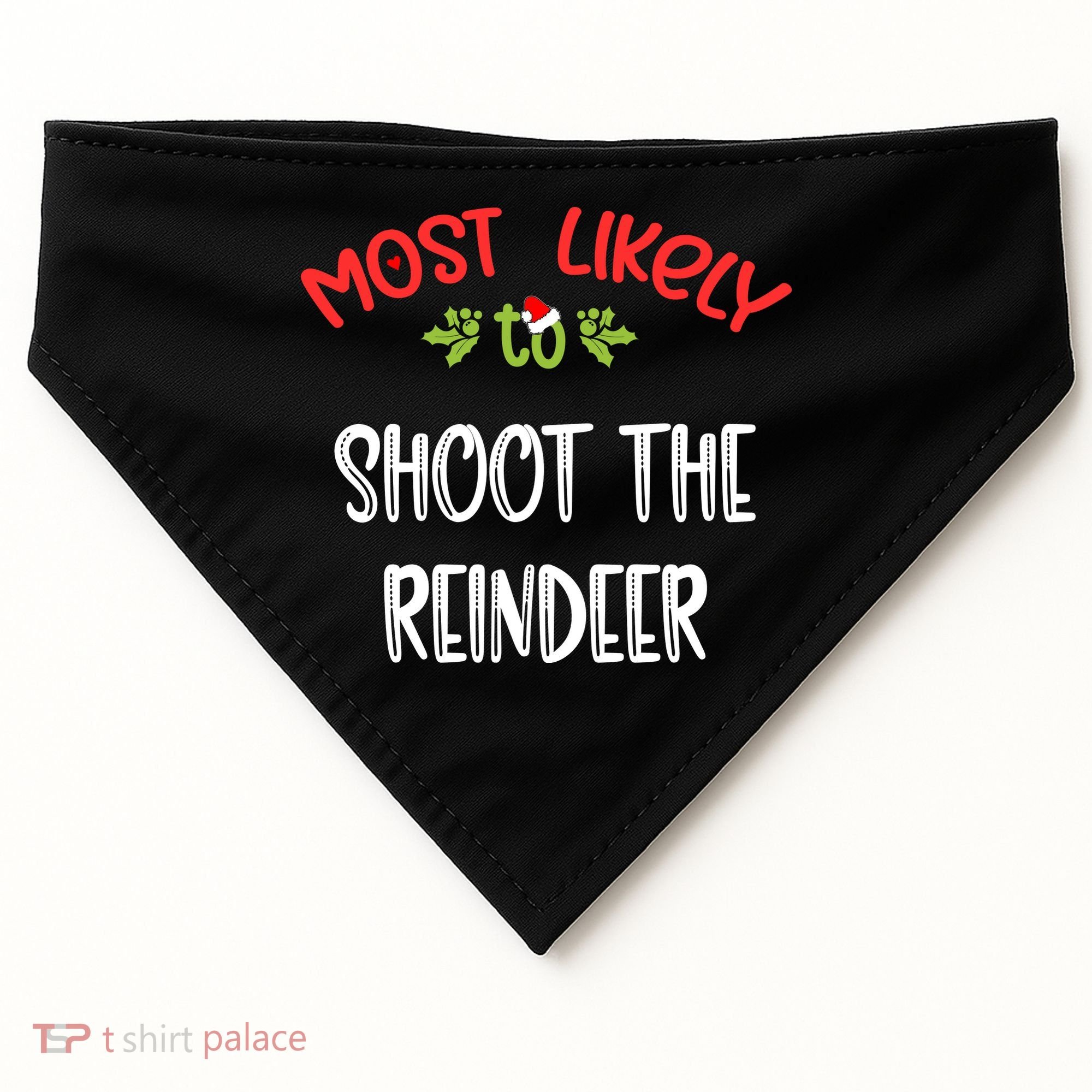 Most Likely To Christmas Shoot The Reindeer Family Group USA-Made Doggie Bandana
