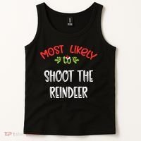 Most Likely To Christmas Shoot The Reindeer Family Group Tank Top thumb 2