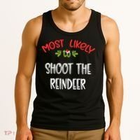 Most Likely To Christmas Shoot The Reindeer Family Group Tank Top thumb 3