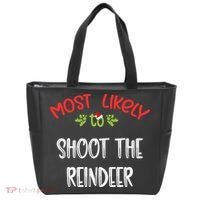 Most Likely To Christmas Shoot The Reindeer Family Group Tote Bag thumb 0