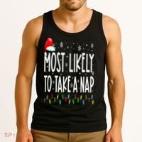 Most Likely To Take A Nap Family Matching Christmas Tank Top thumb 3