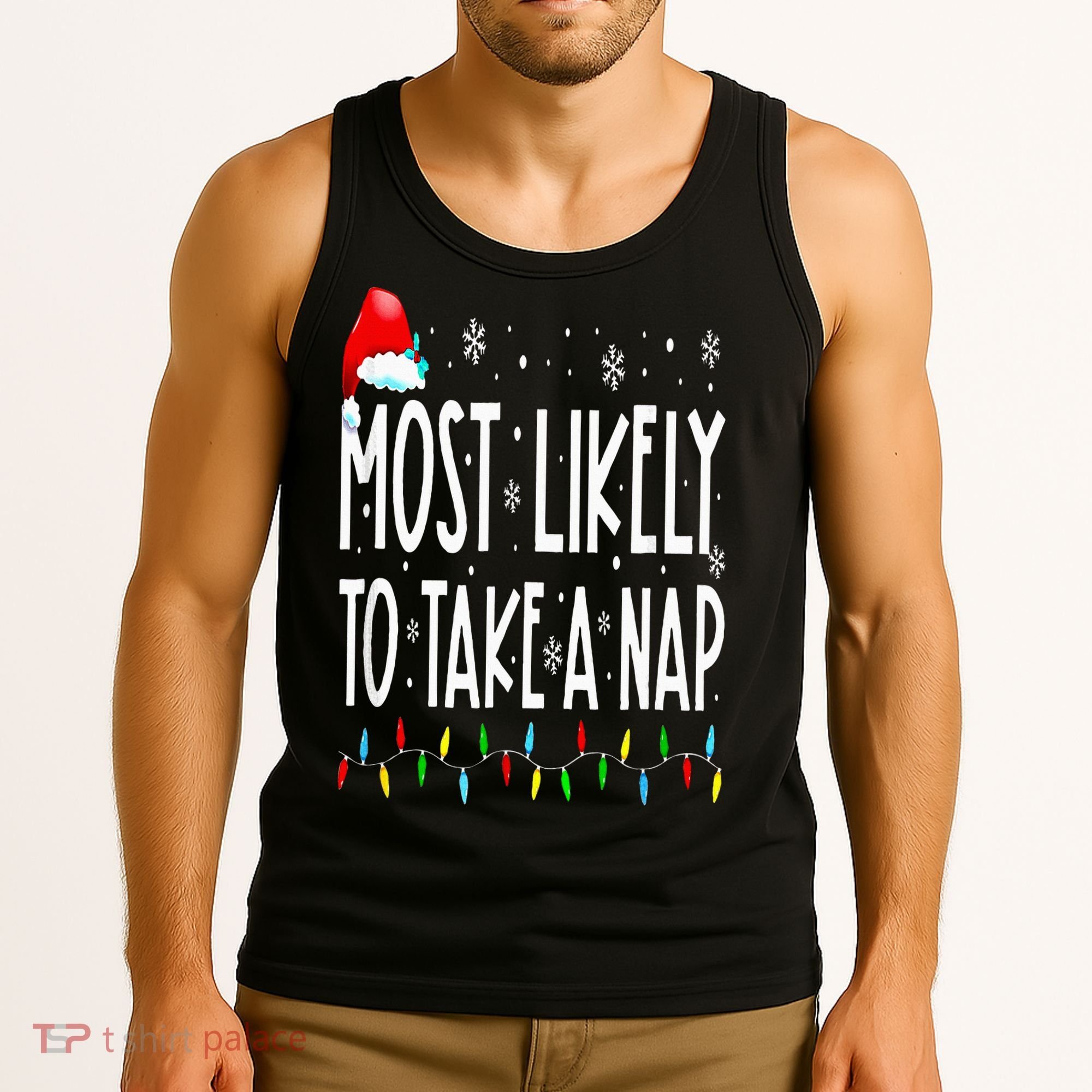 Most Likely To Take A Nap Family Matching Christmas Tank Top