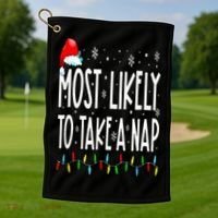 Most Likely To Take A Nap Family Matching Christmas Golf Towel thumb 1
