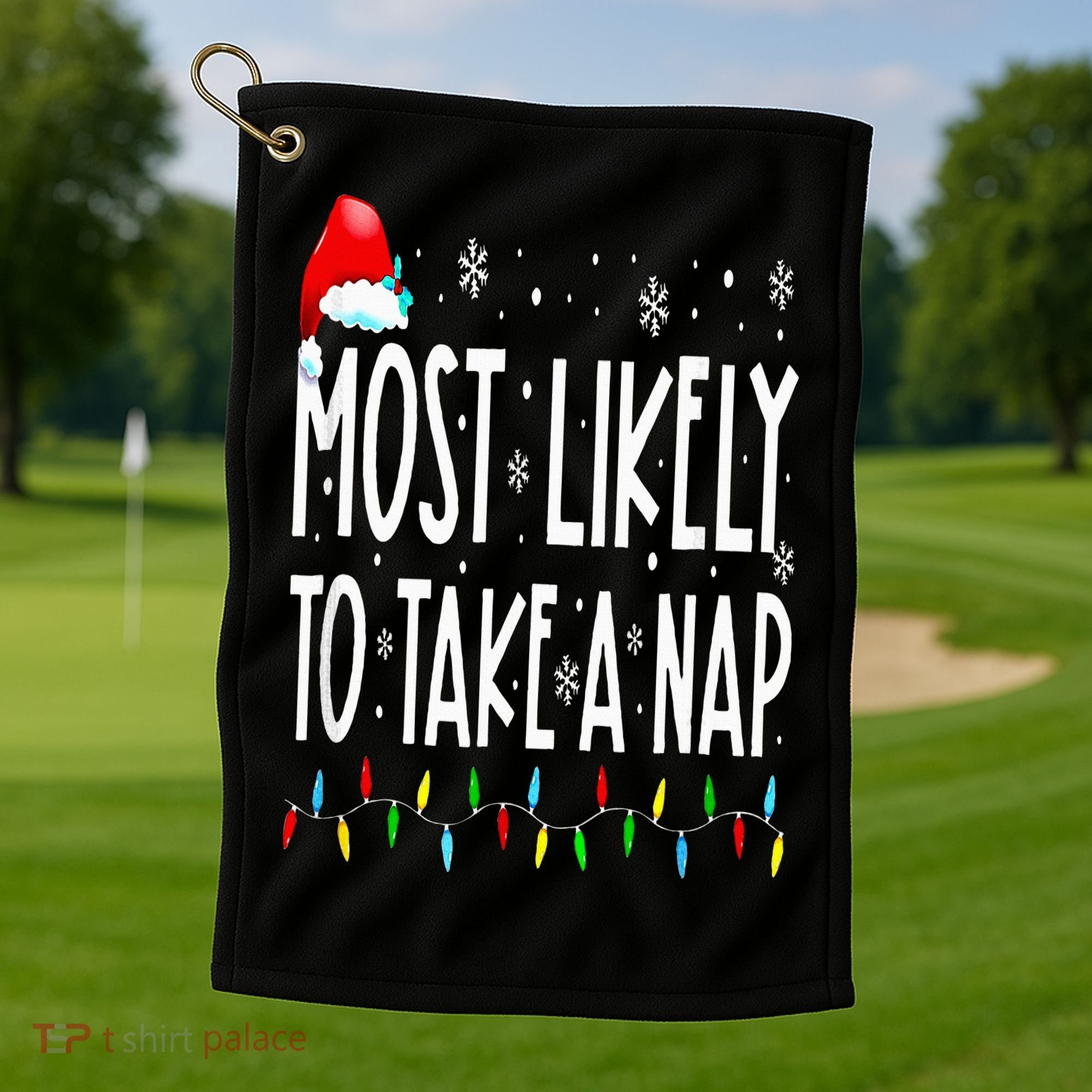Most Likely To Take A Nap Family Matching Christmas Golf Towel