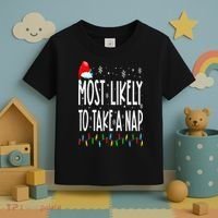 Most Likely To Take A Nap Family Matching Christmas Toddler T-Shirt thumb 3