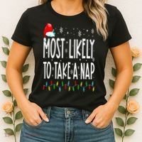 Most Likely To Take A Nap Family Matching Christmas Women's T-Shirt thumb 2