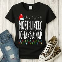 Most Likely To Take A Nap Family Matching Christmas Women's T-Shirt thumb 3