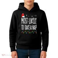 Most Likely To Take A Nap Family Matching Christmas Kids Hoodie thumb 4