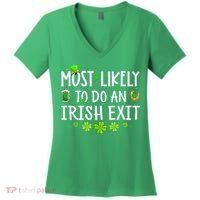 Most Likely To Do An Irish Exit Women's V-Neck T-Shirt thumb 0
