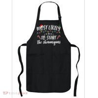 Most Likely To Start Shenanigans Funny Christmas Apron thumb 0