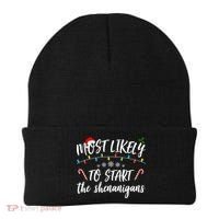Most Likely To Start Shenanigans Funny Christmas Beanie thumb 0