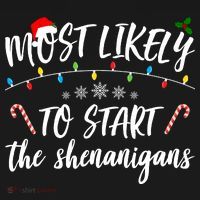 Most Likely To Start Shenanigans Funny Christmas Tote Bag thumb 4