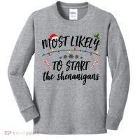 Most Likely To Start Shenanigans Funny Christmas Kids Long Sleeve Shirt thumb 0