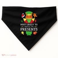 Most Likely To Open All The Presents Funny Christmas Cat Santa USA-Made Doggie Bandana thumb 0