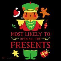 Most Likely To Open All The Presents Funny Christmas Cat Santa Coffee Mug thumb 5