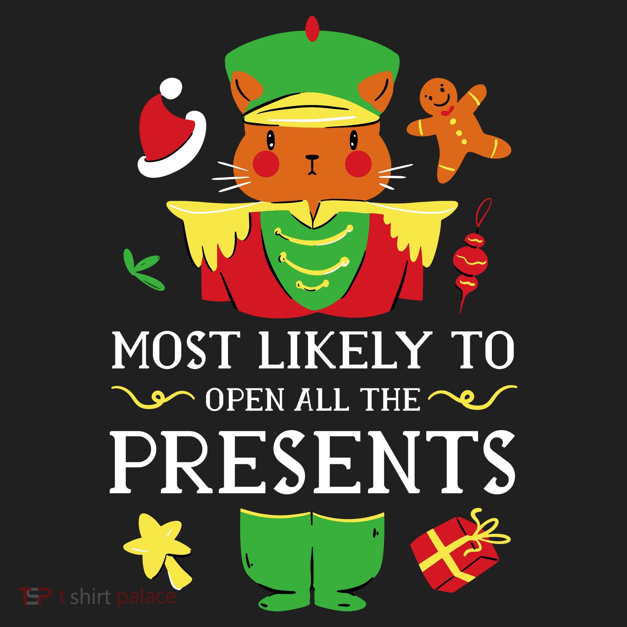 Most Likely To Open All The Presents Funny Christmas Cat Santa Beanie