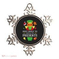 Most Likely To Open All The Presents Funny Christmas Cat Santa Ornament thumb 0